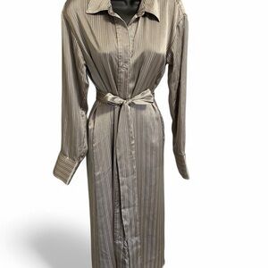 Elegant Striped Shirt Dress